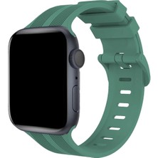 Akman Newface Apple Watch 38MM KR408 Çizgili Silikon Kordon - Yeşil