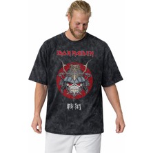 Sevbano Iron Maiden Rock Metal Müzik Grubu Baskılı Unisex Oversize Vintage Yıkamalı Tişört