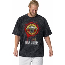 Sevbano Tasarım Guns N' Roses Rock Metal Müzik Grubu Baskılı Unisex Oversize Vintage Yıkamalı Tişört