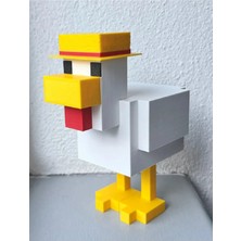 Silva Co Minecraft Tavuk Figürü 15 cm Kokusuz Piksel Stil Dekoratif Şık Tasarım