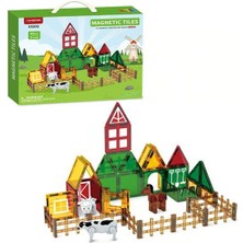 LunaDefano Manyetik Bloklar Fayans Yapı Taşları Çiftlik Serisi Eğitici Oyuncak 46 Parça Manyetik Blok Seti