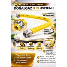 Orsel Doğalgaz Flex Hortumu Paslanmaz  Çelik Örgü Sızdırmaz  Bağlantı - Esnek Gazhortumu 90 cm
