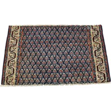 Zehra Abla Halı Yeni El Dokuma Eşsiz Bademli Lacivert Herki Yün Halı 6953