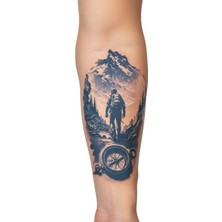 1 Ay Kalıcı 24 Saat Sonra Kararan Pusula Orman Doğa Temalı Model Geçici Dövme Tattoo