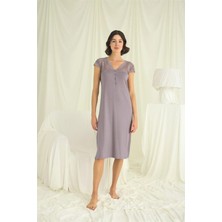 Hsc Bilişim Kolu Omzu ve Yakası Dantelli Önü Düğmeli Gecelik