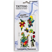 İğne İzi Fosforlu Karanlıkta Parlayan  Yapıştırma Geçici Dövme