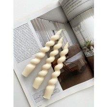 3 Adet Beyaz Burgu Dekoratif Spiral Şamdan Mumu