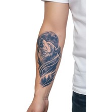 1 Ay Kalıcı 24 Saat Sonra Kararan Kurt ve Dolunay Model Geçici Dövme Tattoo