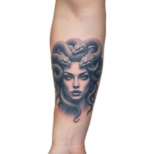 1 Ay Kalıcı 24 Saat Sonra Kararan Medusa ve Yılanlar Model Geçici Dövme Tattoo