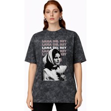 Sevbano Lana Del Rey Şarkıcı Baskılı Unisex Oversize Vintage Yıkamalı Tişört