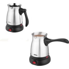 MiraLive Çelik Elektrikli Cezve Türk Kahve Makinesi - 6FİNCAN=500ML 360 Derece Kablosuz Kullanım 600W SCM-2992 (4887)