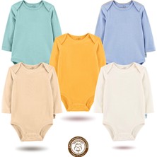 Mahfel 5'li Uzun Kollu %100 Pamuk Premium Seri Çıtçıtlı Bebek Body Zıbın 05