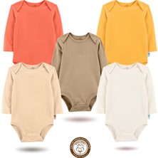 Mahfel 5'li Uzun Kollu %100 Pamuk Premium Seri Çıtçıtlı Bebek Body Zıbın 07