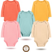 Mahfel 5'li Uzun Kollu %100 Pamuk Premium Seri Çıtçıtlı Bebek Body Zıbın 14