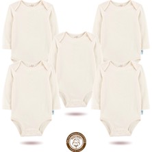 Mahfel 5'li Uzun Kollu %100 Pamuk Premium Seri Çıtçıtlı Bebek Body Zıbın 01