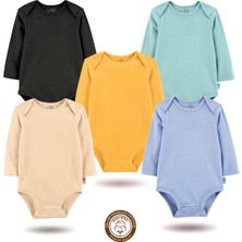 Mahfel 5'li Uzun Kollu %100 Pamuk Premium Seri Çıtçıtlı Bebek Body Zıbın 11