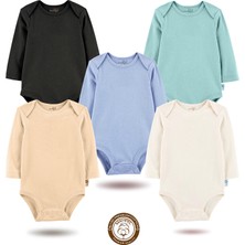 Mahfel 5'li Uzun Kollu %100 Pamuk Premium Seri Çıtçıtlı Bebek Body Zıbın 12