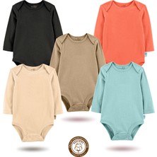 Mahfel 5'li Uzun Kollu %100 Pamuk Premium Seri Çıtçıtlı Bebek Body Zıbın 09