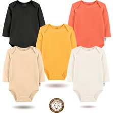 Mahfel 5'li Uzun Kollu %100 Pamuk Premium Seri Çıtçıtlı Bebek Body Zıbın 06
