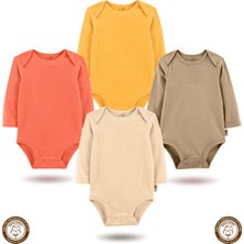 Mahfel 4'lü Uzun Kollu %100 Pamuk Premium Seri Çıtçıtlı Bebek Body Zıbın 08