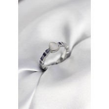 MiraLive Gümüş Renk Mineli Su Kabağı Model Kadın Yüzük - TJ-BYK3954