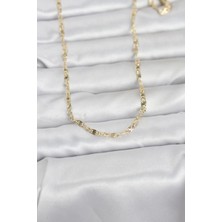 MiraLive cm 14K Gold Renk Lazerli Gemici Zincir Model 60 cm Kadın Kolye - TJ-BKO10974