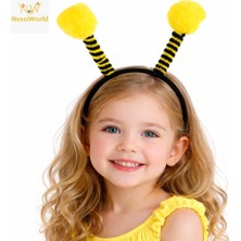 NessiWorld Sarı Siyah Arı Antenli Taç - Çocuk Arı Tacı Mega Ponponlu