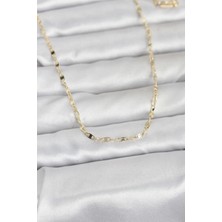 MiraLive cm 14K Gold Renk Yassı Gemici Zincir Model 60 cm Kadın Kolye - TJ-BKO10967
