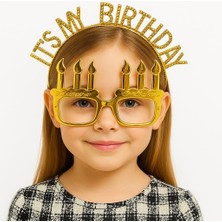 LTG Nova It's My Birthday Yazılı Taç ve Mum Şekilli Gözlük Seti Altın Renk