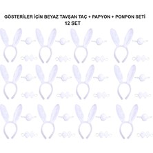 LTG Nova Beyaz Tavşan Kostüm Seti – Taç, Papyon, Kuyruk (12’li Paket)