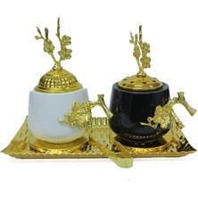 Epilons Buhurdanlık Set Seramik (4 Parça) Altın Dekorlu