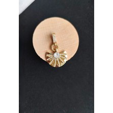 Sassy Takı Taşlı Gold Yarım Madalyon Kolye Ucu & Charm