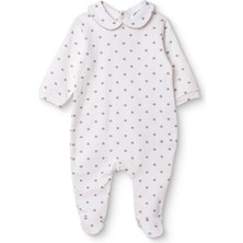 Hellobaby Kız Bebek Tulum Çiçek Baskılı Çıtçıtlı Bebe Yaka Uzun Kol Patikli