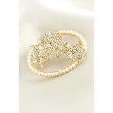 Hsc Bilişim Yonca Çiçek Inci Taşlı Broş