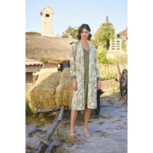 Hsc Bilişim Etnik Desenli ve Dantelli Büyük Beden Sabahlık Takımı