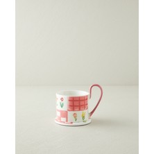 English Home Pelia New Bone China Bardak Altlıklı Kupa 380 ml Pembe