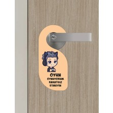 Bemenda Oyun Oynuyorum Erkek Kapı Askısı Kapı Uyarı Levhası