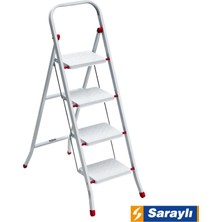 Saraylı Metal Merdiven 4 Basamaklı Beyaz Malzeme ile Güvenli Kullanım ve Kaymaz Özellik