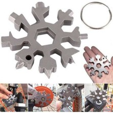 06 Kayra Store Çok Fonksiyonlu Paslanmaz Çelik Anahtar Alyan Takımı 19 Fonksiyonlu Kar Tanesi