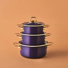 Karaca Piraye Emaye 3 Parça Tencere Seti Lacivert