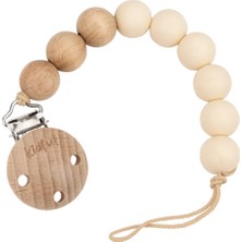 Kidful Boncuk Emzik Askısı - Almond Doğal Kayın Ağacı ve BPA İçermeyen Silikon ile Güvenli Aksesuar