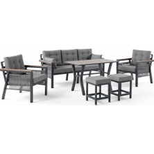 Tu Tienda Alüminyum Alaçatı 3+1+1+MASA(70*120)+2PUF Bahçe Balkon Mutfak Takımı