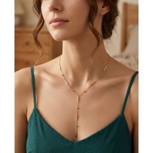 Kmod Life Taşlı ve Yıldız Desenli Çelik Y-Kolye