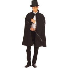 LTG Nova Siyah Sihirbaz Pelerini 120 cm ve Sihirbaz Şapkası 12 cm Yetişkin Boy