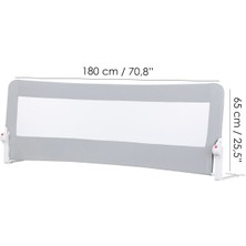 Meleni Baby 180 x 65 cm Katlanır Bebek Yatak Bariyeri x Mega Boy Koruma Bariyeri Koruyucu Baza Korkuluğu Gri