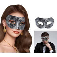 Marsilyan Gümüş Eskitme Yüz Maskesi - Antik Tarz Balo Maskesi