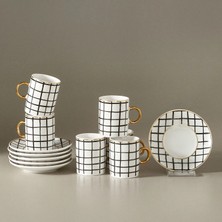 Karaca Perry Çizgili 6 Kişilik Kahve Fincan Takımı 90 ml