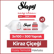 Sleepy Easy Clean Kiraz Çiçeği Yüzey Temizlik Havlusu Mendili 3x100 (300 Yaprak)
