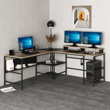 Minar Greta L Dore/Siyah Modern Tasarımlı Köşe Çalışma Masası Suntalam Malzemeden Dayanıklı Yapı