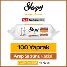 Sleepy Easy Clean Premium Arap Sabunu Katkılı Yüzey Temizlik Havlusu Mendili 100 Yaprak